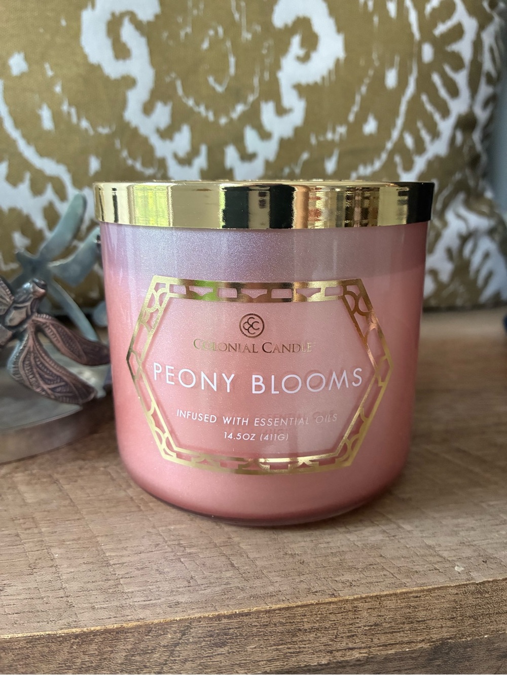 Colonial Candles Peony Blooms 3 Wick Candle, NWT